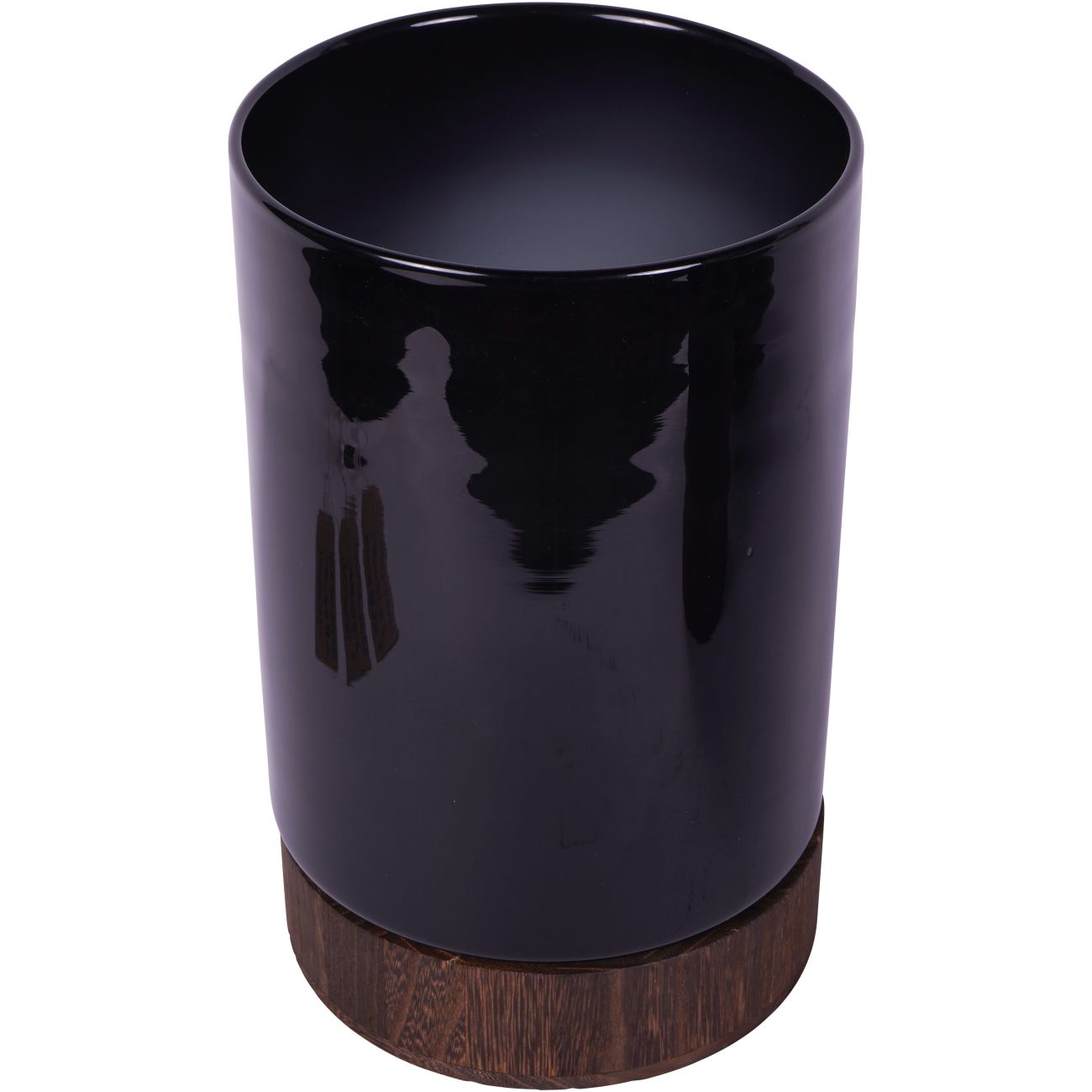 Noir Glass Votive Vase with Wooden Base Large